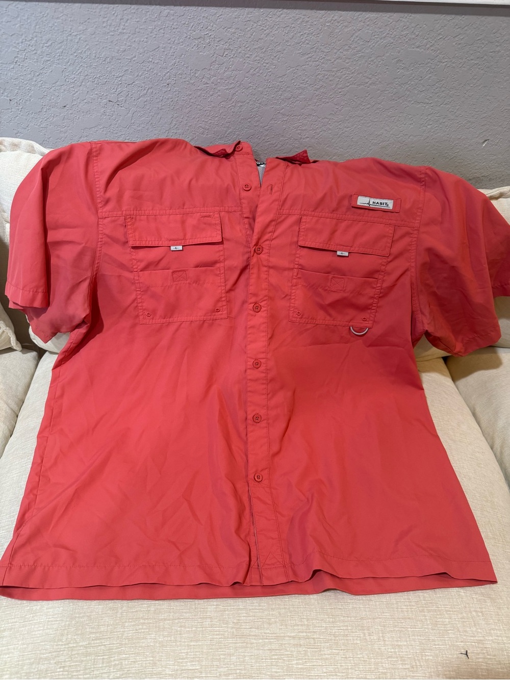 Habit Outdoors Men’s Short-Sleeve Button-Down Shirt - Coral